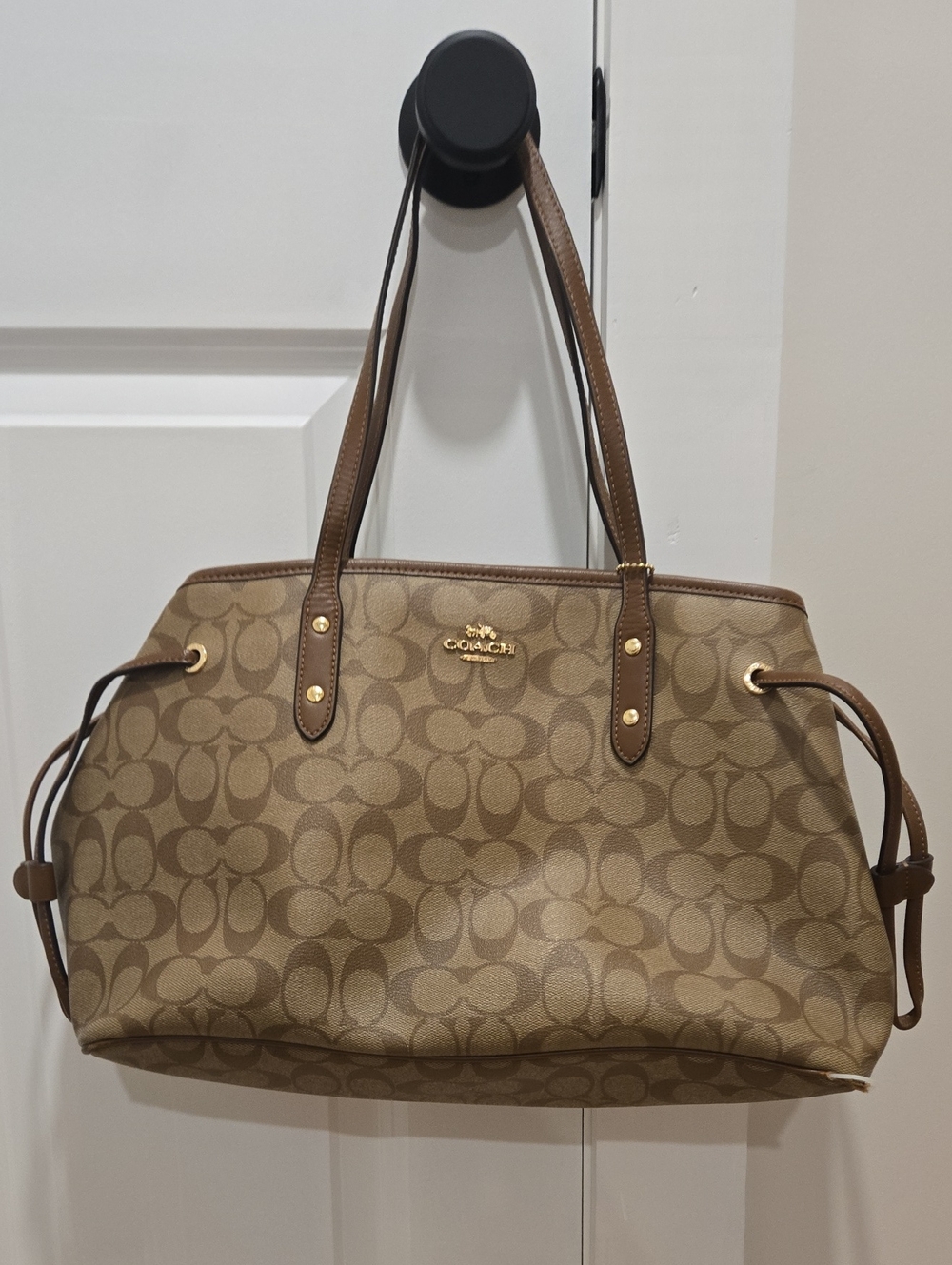 Coach Signature Canvas Tote in Khaki and Brown